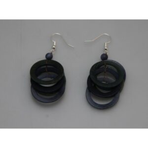 Boucles d'oreilles "Sol" Tonalités Bleues - Création et réalisation artisanale en ivoire végétal (corozo)
