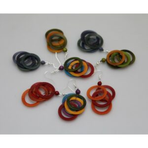 Boucles d'oreilles "Sol" Rouges Corail - Création et réalisation artisanale en ivoire végétal (corozo)