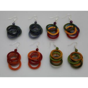 Boucles d'oreilles "Sol" Rouges Corail - Création et réalisation artisanale en ivoire végétal (corozo)