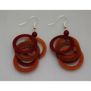 Boucles d'oreilles "Sol" Rouges Corail - Création et réalisation artisanale en ivoire végétal (corozo)