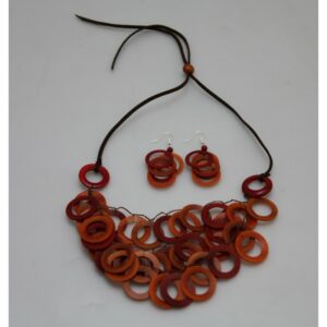 Boucles d'oreilles "Sol" Rouges Corail - Création et réalisation artisanale en ivoire végétal (corozo)
