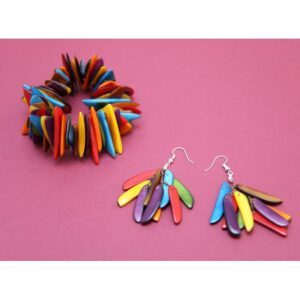 Bracelet "Flamme" multicolore - Création et réalisation artisanale en ivoire végétal (corozo)
