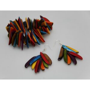 Bracelet "Flamme" multicolore - Création et réalisation artisanale en ivoire végétal (corozo)