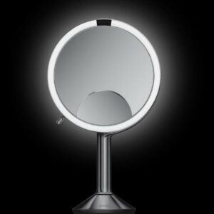 Miroir grossissant TRIO (5x/1x/10x), orientable et pivotant, avec capteur automatique et éclairage réglable - Simplehuman®