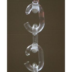 Chainon de verre creux -verre clair, strié, pour décoration verticale