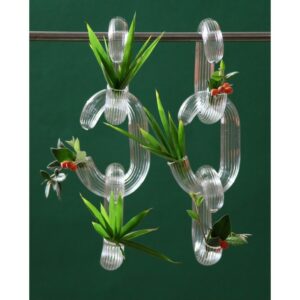 Chainon de verre creux -verre clair, strié, pour décoration verticale