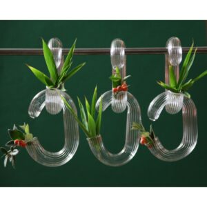 Chainon de verre creux -verre clair, strié, pour décoration verticale