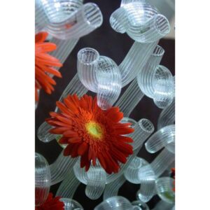 Chainon de verre creux -verre clair, strié, pour décoration verticale
