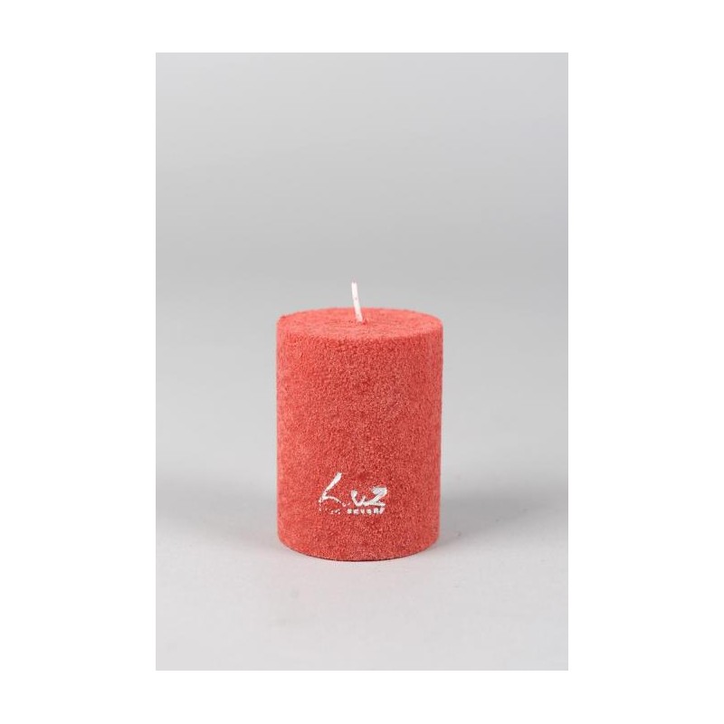 Bougie de table de haute qualité, de forme cylindrique - Modèle Velours, teinte rouge "antique" - Luz Your Senses®