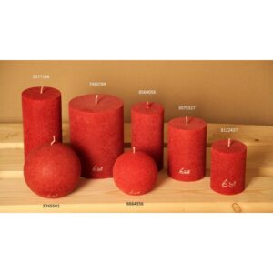 Bougie de table de haute qualité, de forme cylindrique - Modèle Velours, teinte rouge "antique" - Luz Your Senses®
