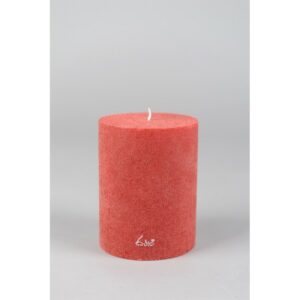 Bougie de table de haute qualité, de forme cylindrique - Modèle Velours, teinte rouge "antique" - Luz Your Senses®