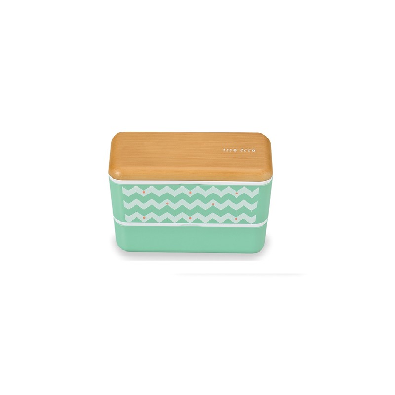 Véritable Lunch Box "Bento Vague" - Vert Pastel - Capacité 730 ml