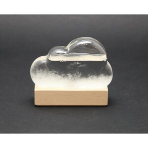 Baromètre "Nuage" - Tendance météo, en verre sur socle bois