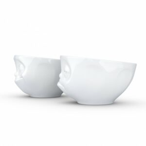 Duo de bols Humeur "Heureux et S'te plait" en porcelaine blanche , par Tassen® - Vol. 200 ml