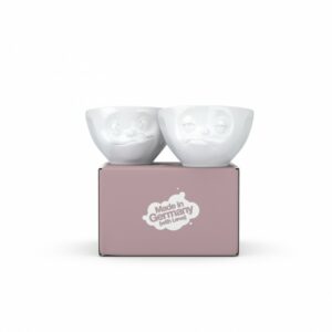 Duo de bols Humeur "Heureux et S'te plait" en porcelaine blanche , par Tassen® - Vol. 200 ml