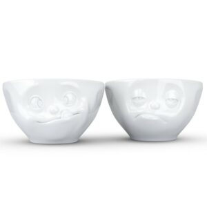 Duo de bols Humeur "Heureux et S'te plait" en porcelaine blanche , par Tassen® - Vol. 200 ml
