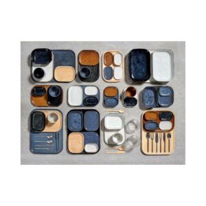 Assiette rectangulaire "MERCI®" N°2 - L - Bleu Gris