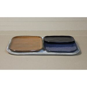 Assiette rectangulaire "MERCI®" N°2 - L - Bleu Gris
